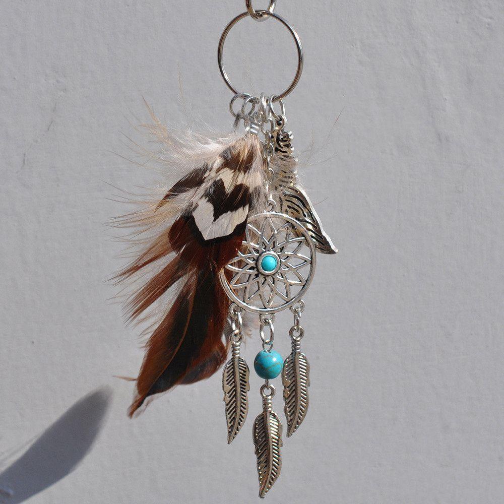 Móc Khóa Hình Dreamcatcher Phong Cách Boho Thời Trang Cho NữMóc Khóa Lông Vũ Tua Rua Hamsa Thời Trang