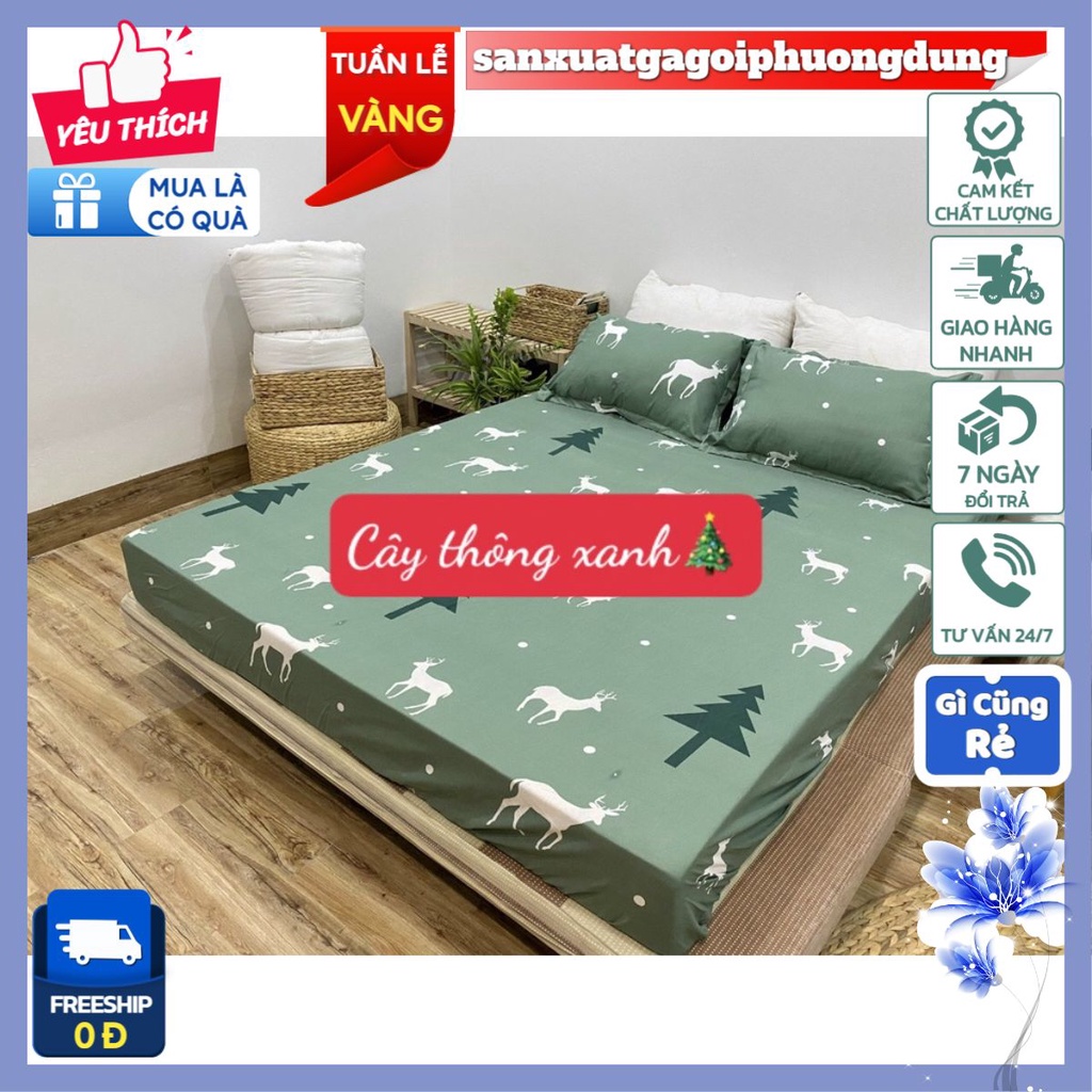 Bộ Ga Gối Poly Ga trải giường - Họa Tiết Nhiều Mẫu - sanxuatgagoiphuongdung[mẫu cây thông xanh]