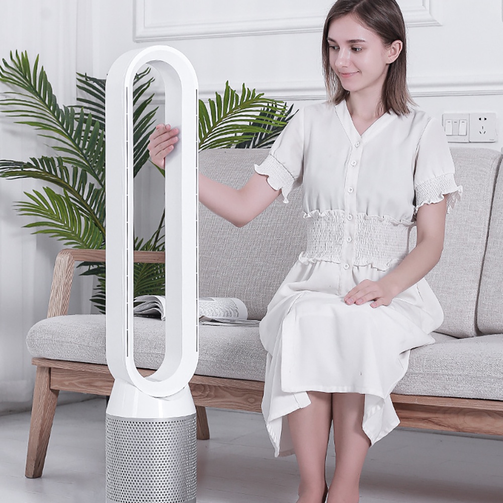 Máy lọc không khí, quạt lọc không khí không cánh 2IN1 thế hệ mới, bộ lọc HEPA tạo ion âm 8 chế độ bảo hành 2 năm