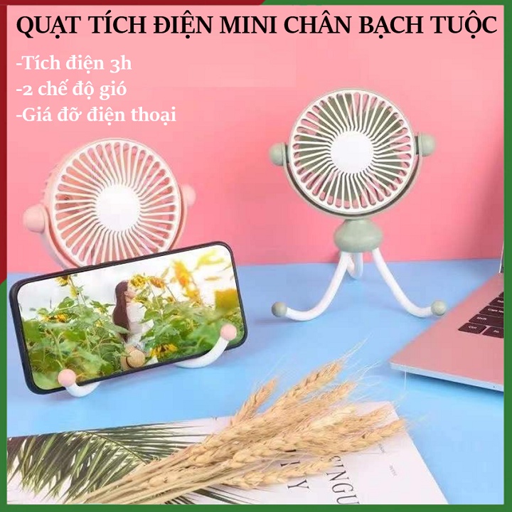 Quạt cầm tay mini tích điện, có thể gập gọn để bàn, pin siêu bền