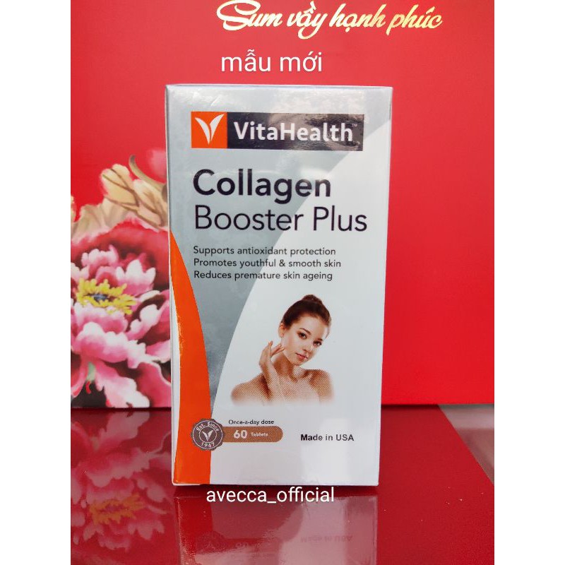 Viên Uống Bổ Sung Collagen Giúp Đẹp Da, Chống Lão Hóa, Tái Tạo Da Vitahealth Collagen Booster Plus+ Hộp 60 Viên