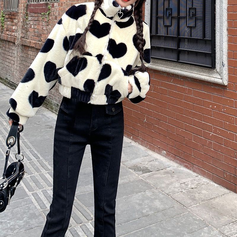 Bán Chạy!F &amp; X Áo Khoác Đệm Lông Ngắn Phong Cách Hàn Quốc Thời Trang Thu Đông Ngọt Ngào Dễ Phối Đồ Dành Cho Nữ