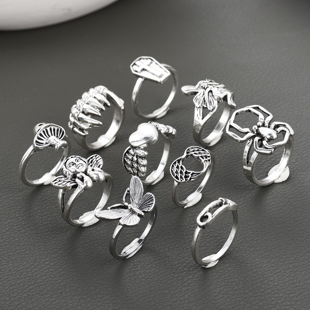 Nhẫn Hợp Kim Hình Đầu Lâu / Bướm / Mặt Nạ Nhện Màu Sắc Retro Gothic Punk Cổ Điển Cho Nam Và Nữ