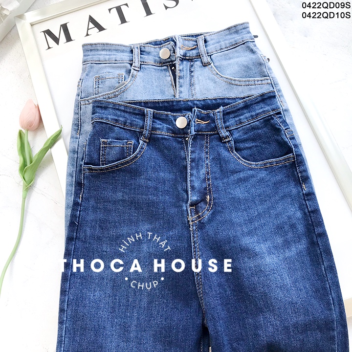 Quần jeans nữ ống loe lai xu hướng hiện đại cao cấp THOCA HOUSE mặc đi học, đi làm, đi chơi,...