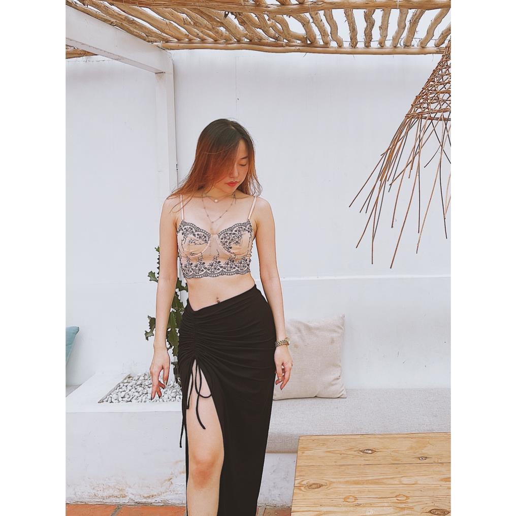Chân váy thun maxi xẻ đùi quyến rũ ôm body Cô Kim 7 AU