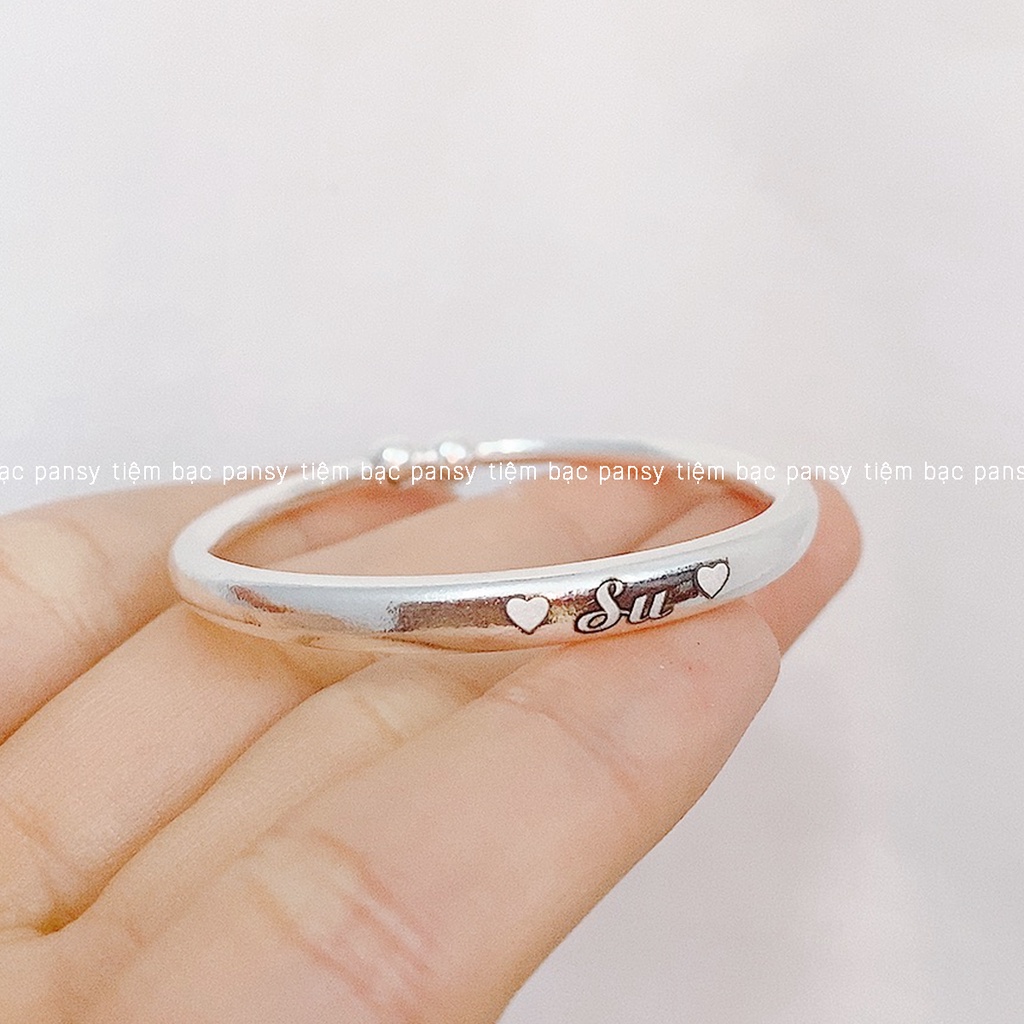 Vòng tay bạc khắc tên cho bé - Vòng cua trơn cho bé và mẹ bằng bạc ta thật an toàn