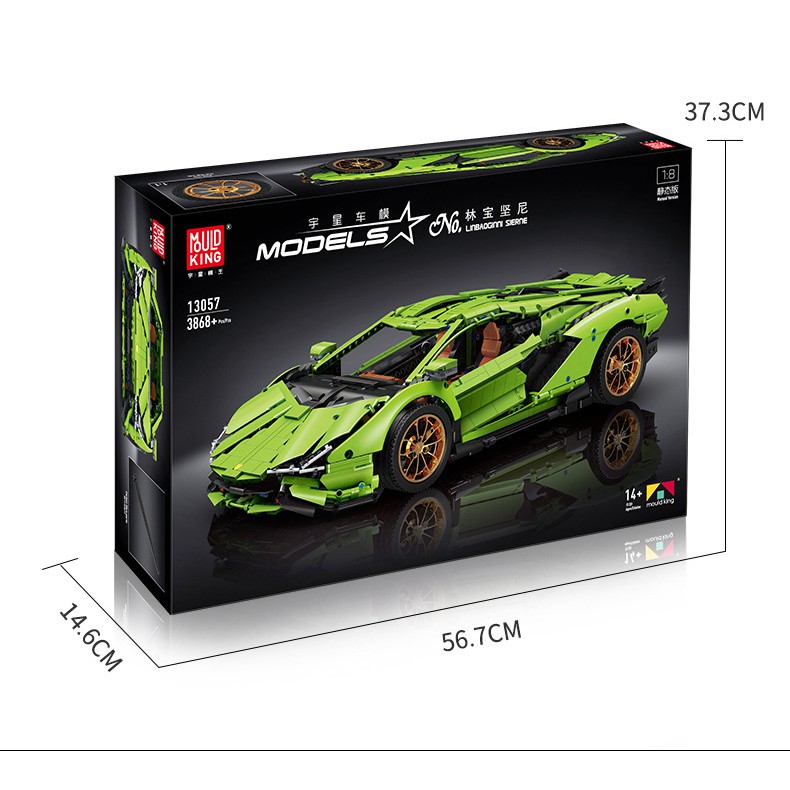 Technic Mould king 13057 Bộ lắp ráp Siêu Xe Lamborghini Sian FKP 37 Green Điều khiển từ xa