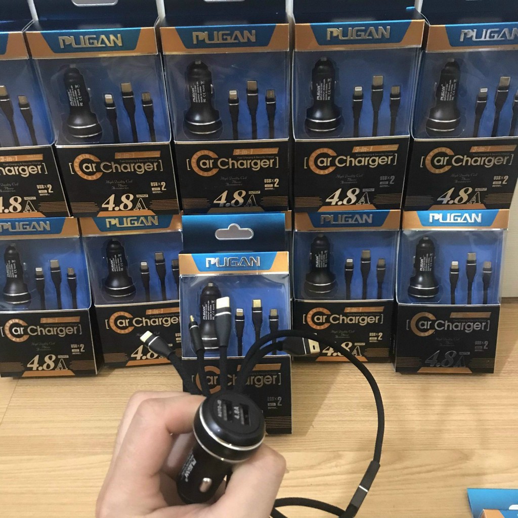 Tẩu sạc nhanh 4.8A ô tô 3 đầu với 2 chức năng sạc thông minh và sạc siêu tốc 🍁Hàng Xịn🍁