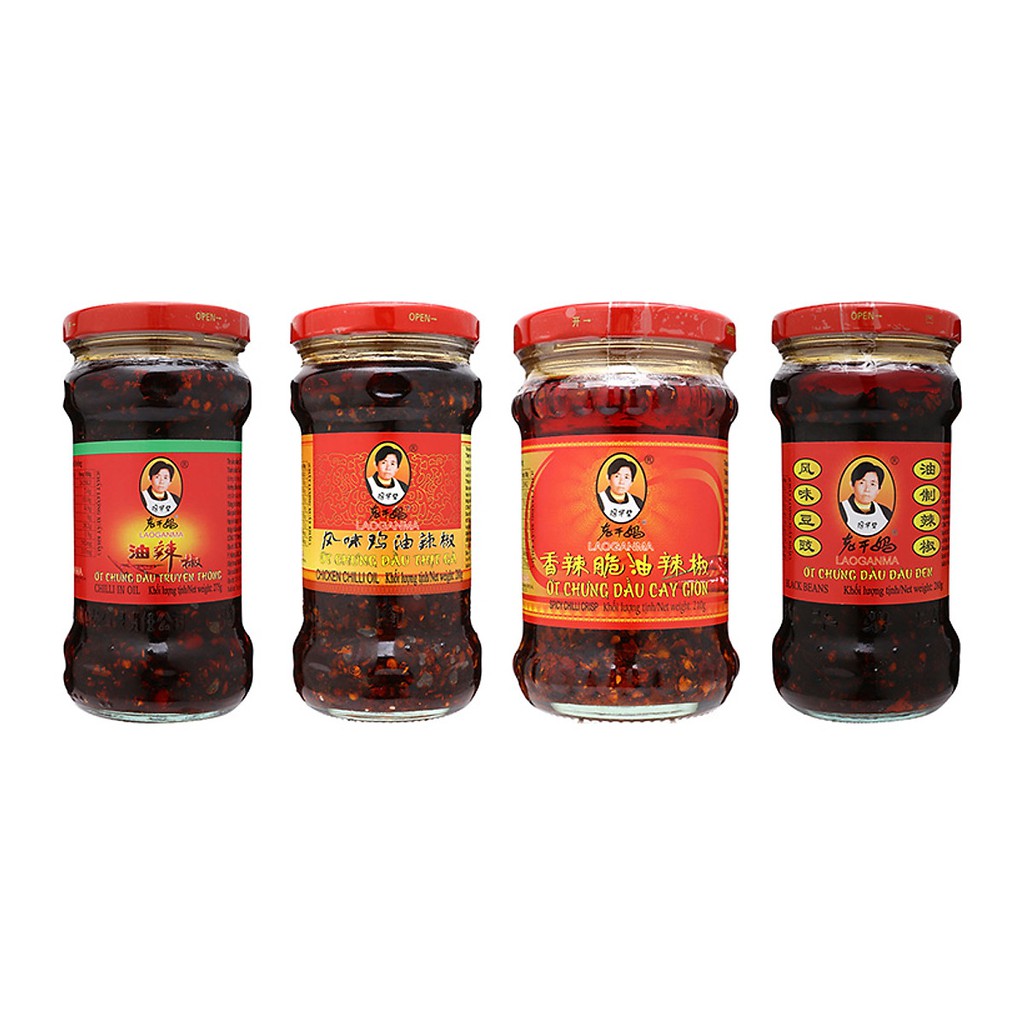 Ớt Chưng Dầu Laoganma Cay Giòn 210g sản phẩm có hạt đậu nành giòn sấy khô, độ cay nhẹ và mùi vị mặn mà