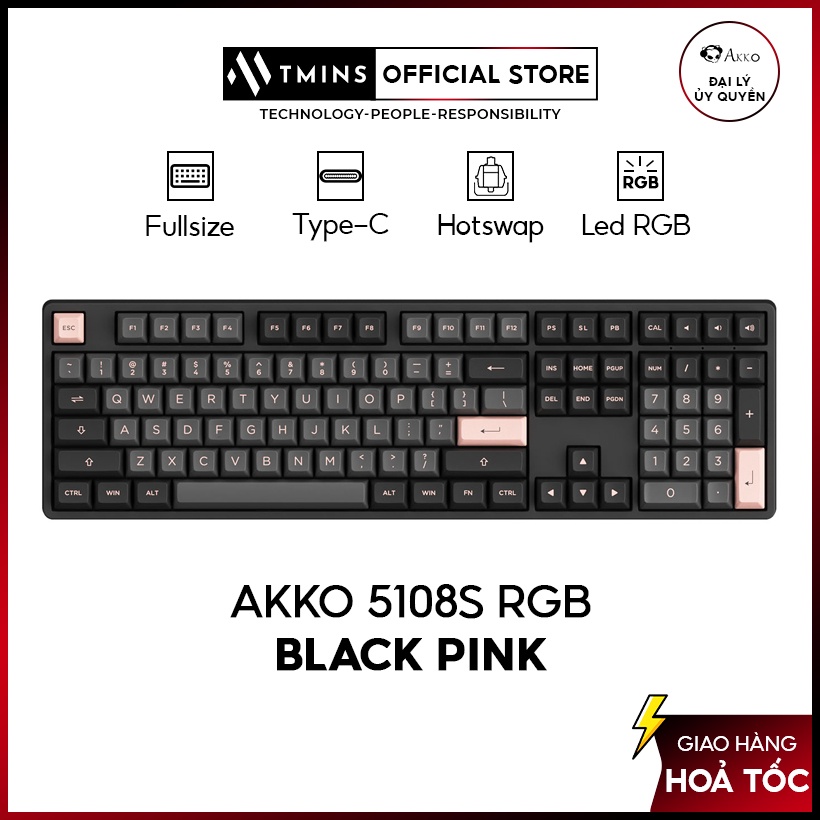 Bàn phím cơ AKKO 5108S RGB Black Pink (Akko CS Switch)