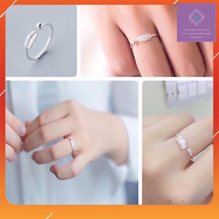 nhẫn lông vũ bac, nhẫn mở tuỳ chỉnh kích thước