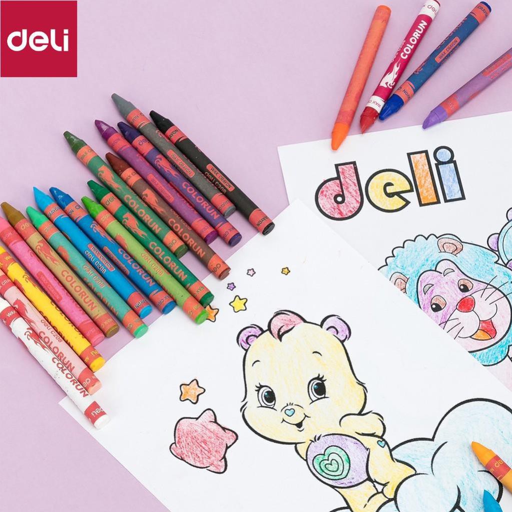 Bút sáp nến Deli - 12 màu/18 màu/24 màu - 1 hộp - EC20800/EC20810/EC20820 [Deli]