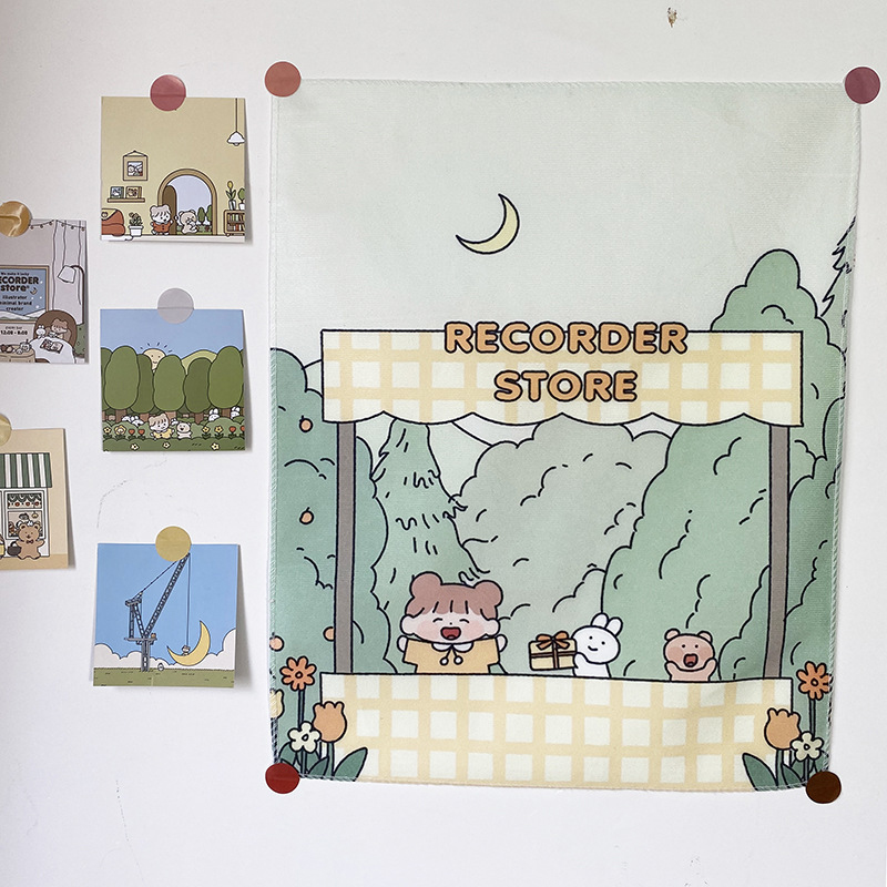 Ins Wind Cartoon Background Cloth Small Dormitory Wall Decoration Net Red Room Layout Bedside Cloth Wall Covering LQZGM