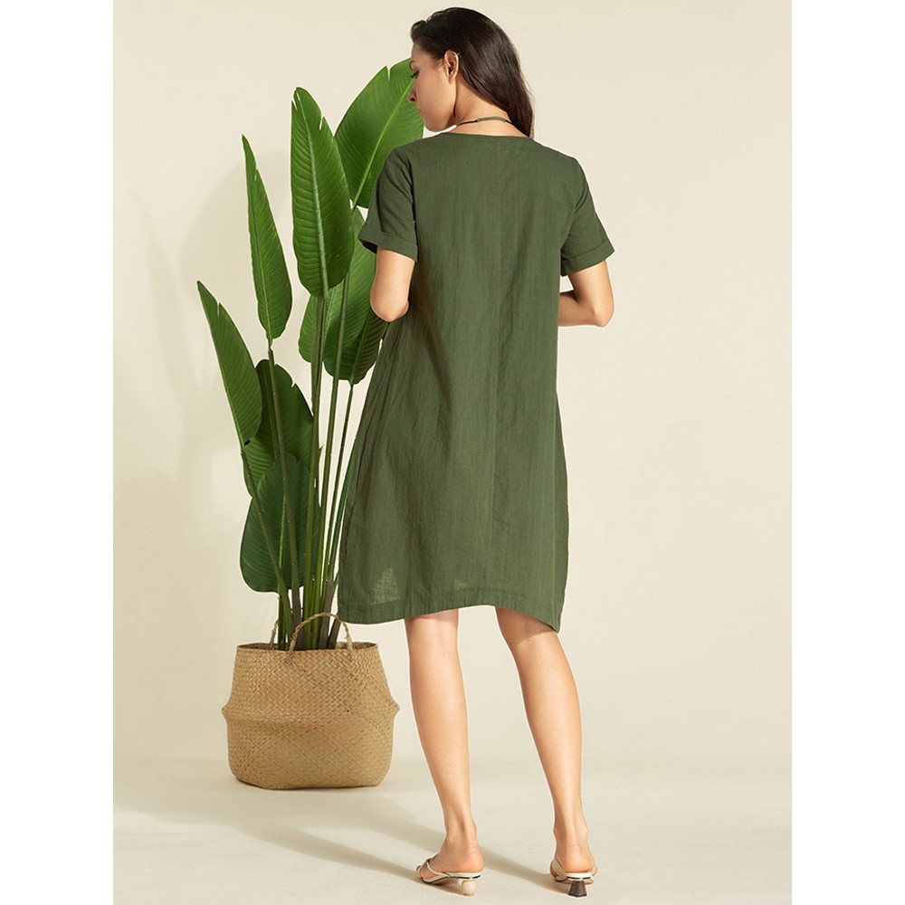 Đầm cotton ngắn tay dễ thương cho nữ | BigBuy360 - bigbuy360.vn