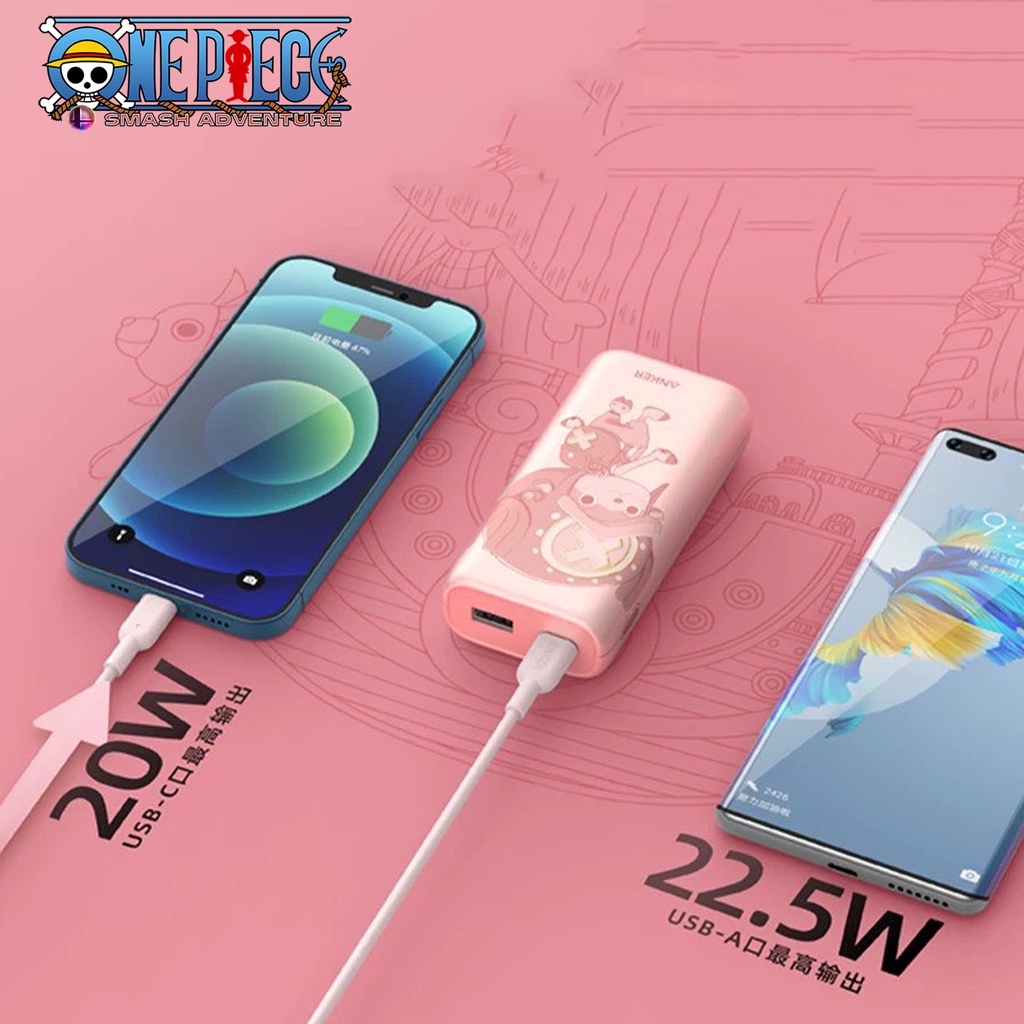 Sạc dự phòng Anker One Piece Chopper Hồng 10000mAh Sạc nhanh 20W Iphone - A9514 Hải Tặc
