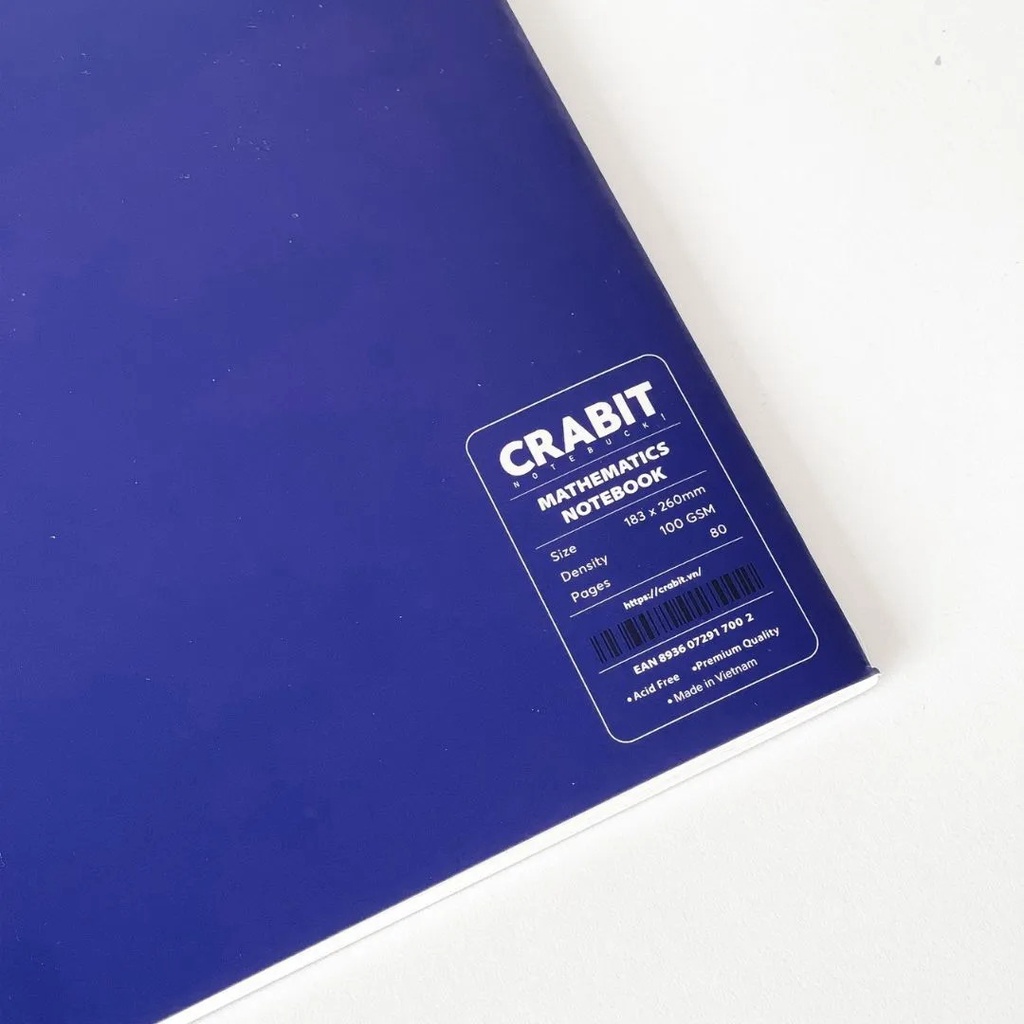 Vở CRABIT Toán Mathematics XANH DƯƠNG layout 2 cột 4 khung - Tập học sinh may gáy 100gsm 80 trang