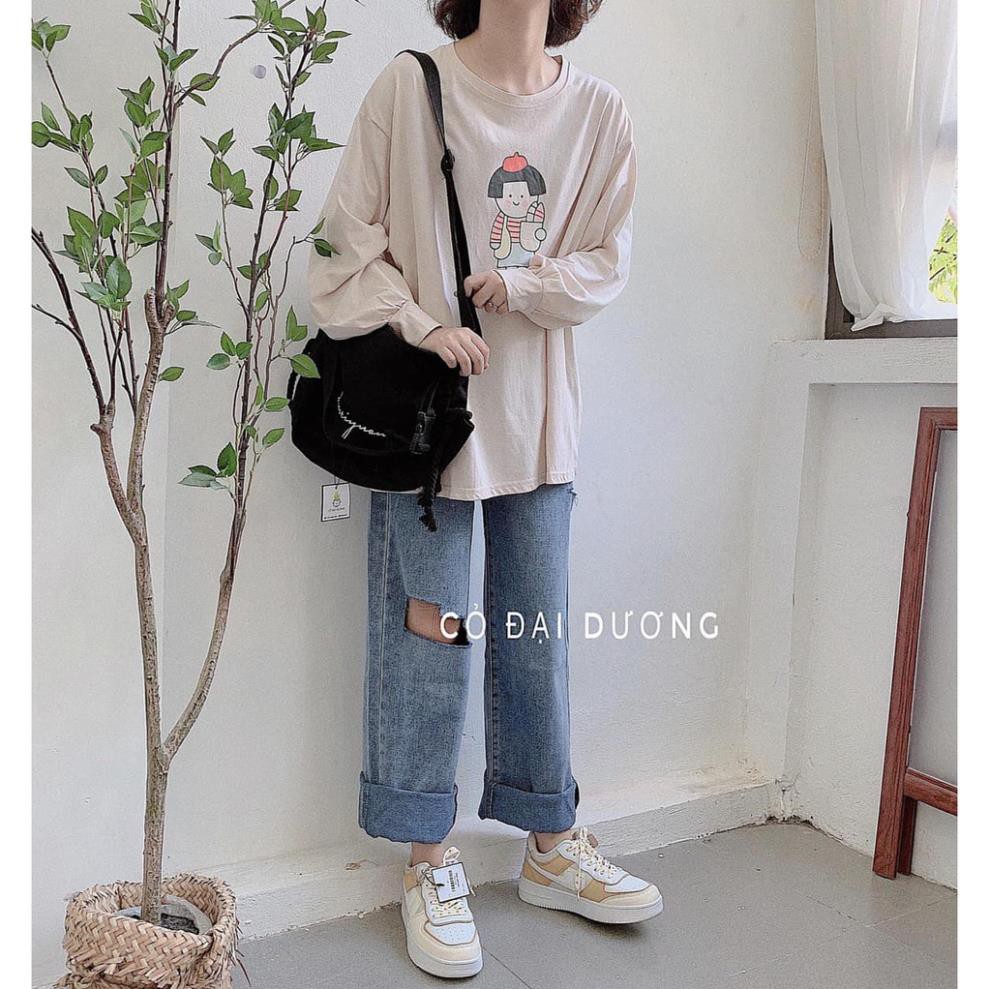 Áo Thun Tay Bồng BEWITH YOU Nữ [FREESHIP] 🌸 Phông dài tay oversize màu XANH | VÀNG | TRẮNG | BE | HỒNG Ulzzang HOT 🌸