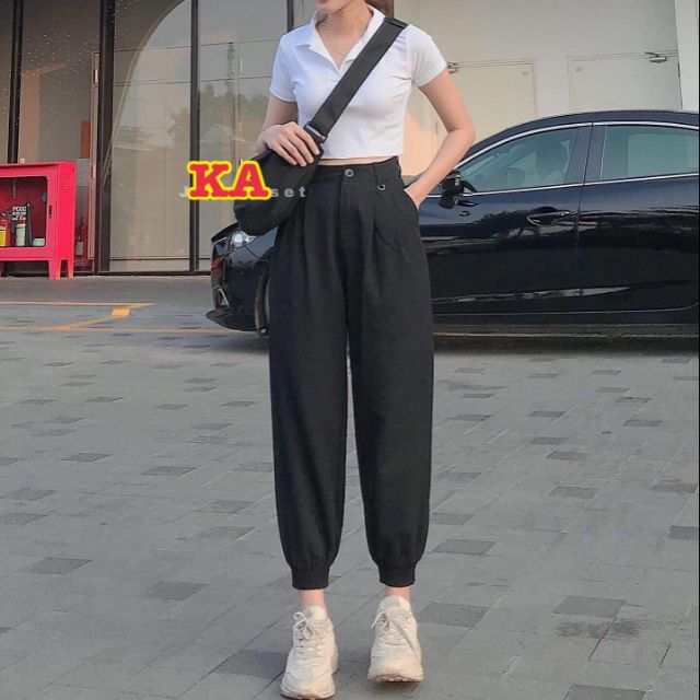 Sét bộ áo croptop cổ bẻ dễ thương