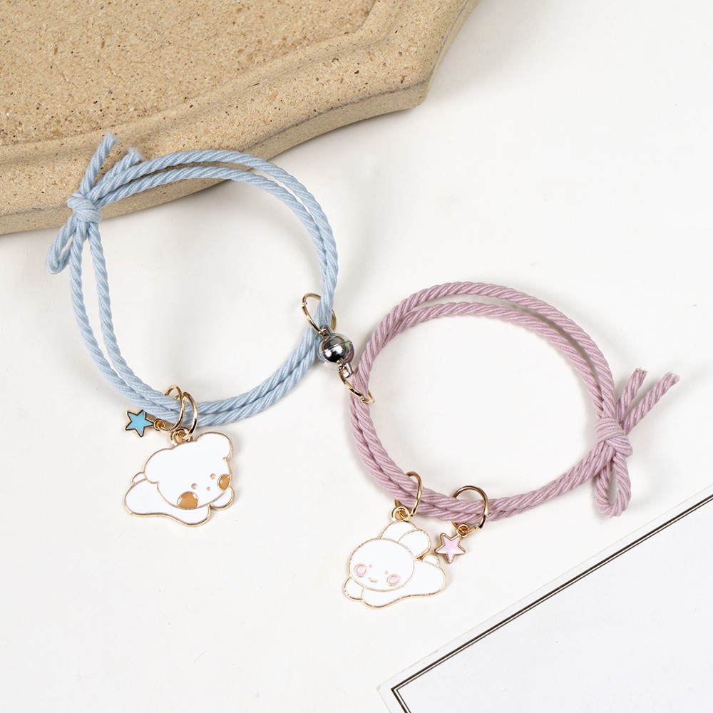 Set 2 Vòng Tay Cao Su Gắn Nam Châm Kiểu Dáng Dễ Thương