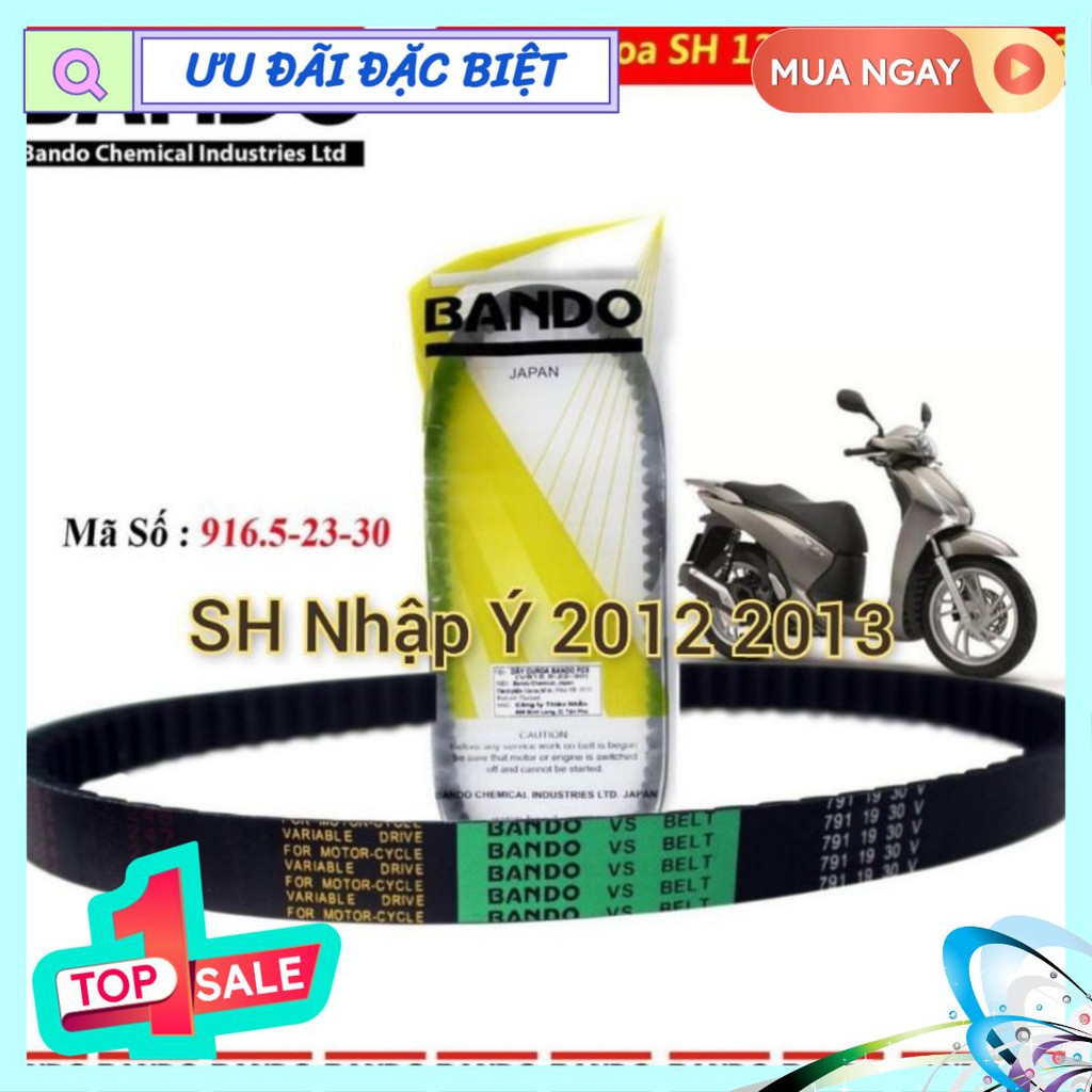 Dây đai Sh 2012 2013 nhập Ý hãng Bando (curoa ly hợp côn truyền động cho xe máy Honda, Cu roa)
