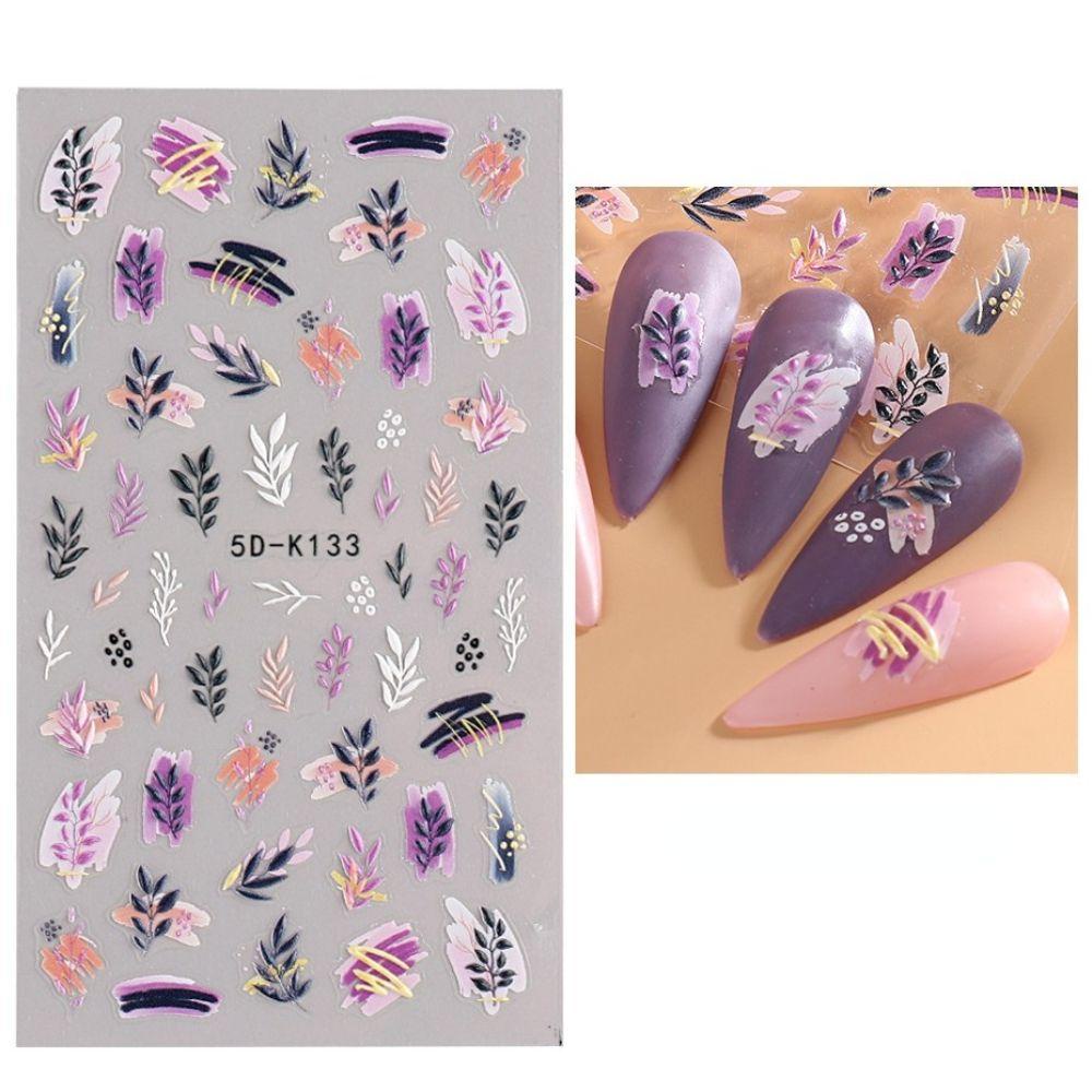 OCEANMAP Miếng Dán Trang Trí Móng Tay 5D Màu Trắng Xinh Xắn