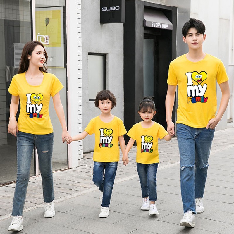 ÁO THUN GIA ĐÌNH LOVE MÀU XANH THIÊN THANH