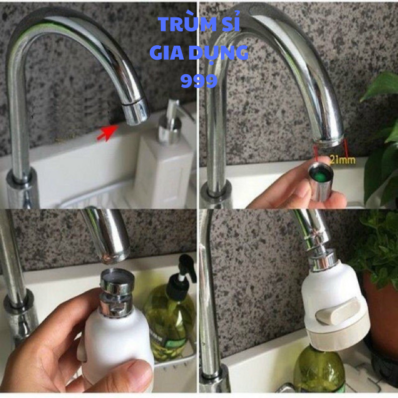 Siêu sale Đầu Vòi Nối Rửa Chén Bát Tăng Áp - 3 Chế Độ Phun - Xoay 360 Độ, vòi nước xoay 360 độ màu trắng