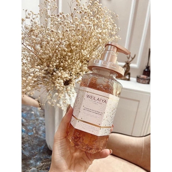 Sữa Tắm Nước Hoa Weilaiya Tủy Mật Hoa Hồng Damask 450ml Hương Thơm Quyến Rũ Sang Trọng, Sữa Tắm Trắng Da Weilaiya