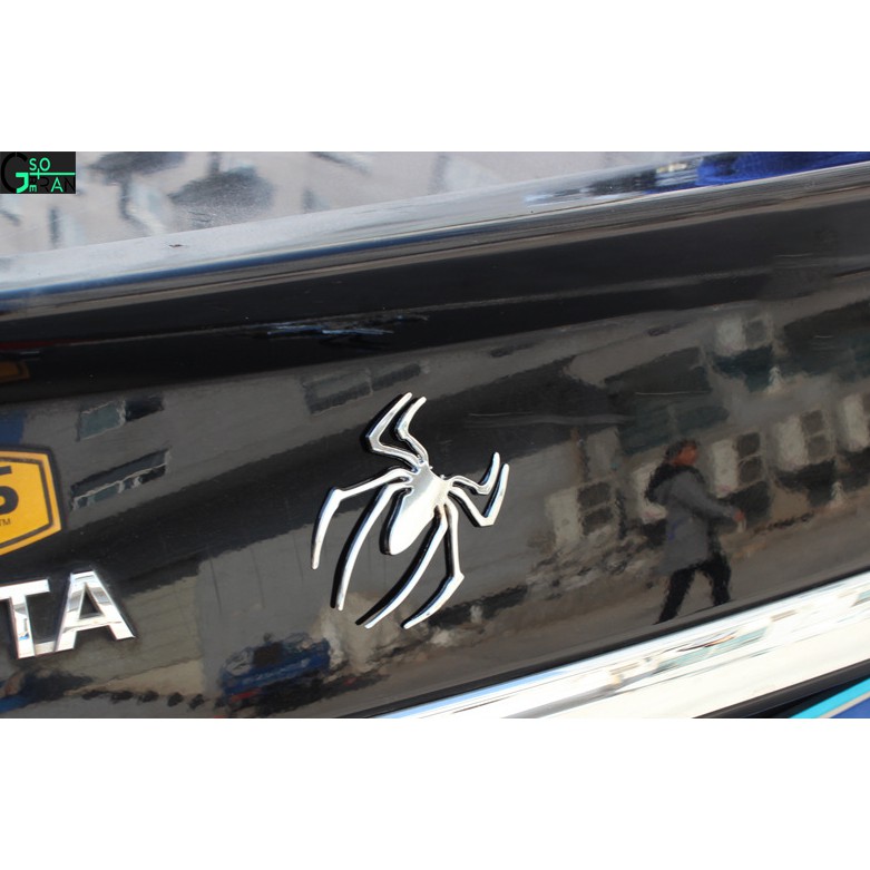 Tem Decal miếng dán nhện 3D dán trên xe hơi, ô tô GS2-Con nhện dán xe ô tô