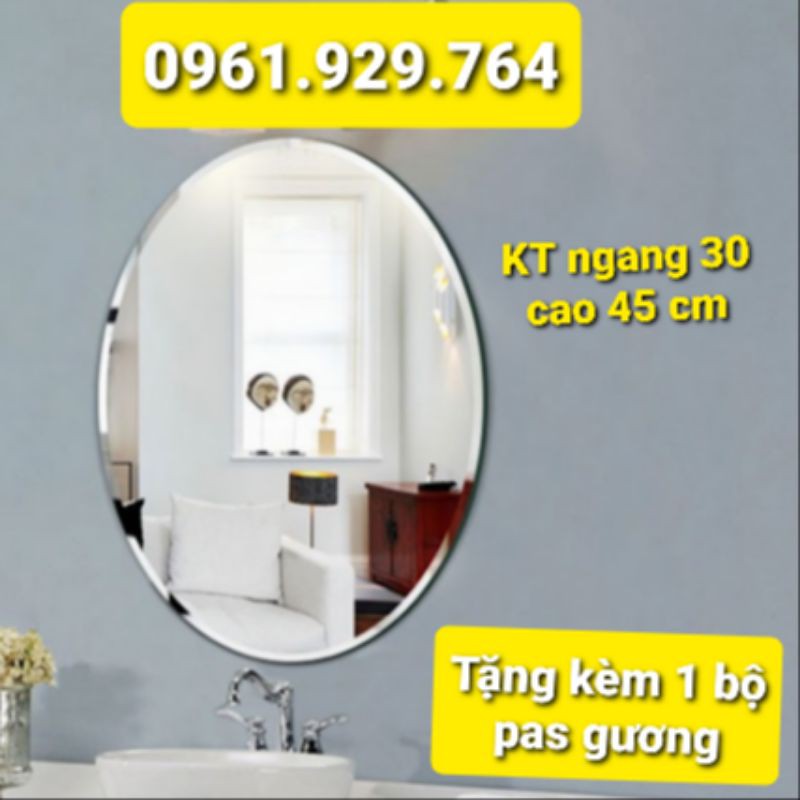 GƯƠNG TREO TƯỜNG NHÀ TẮM KT NGANG 30* CAO 45cm Oval