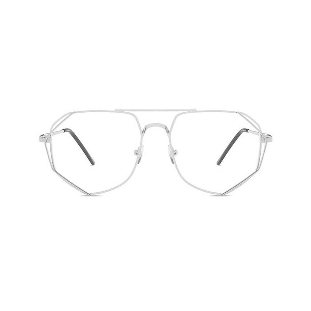 Kính Chống Bức Xạ Màu Ngà|Kính Mát Tròng Đa Giác Gọng Kim Loại Nhiều Màu Sắc Phong Cách Hàn Quốc Dành Cho Nữ