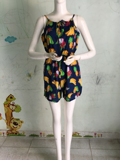 [45-50ky] Jumpsuit áo liền quần chất lanh thái đi biển mặc nhà mùa hè mát mẻ có 2 túi