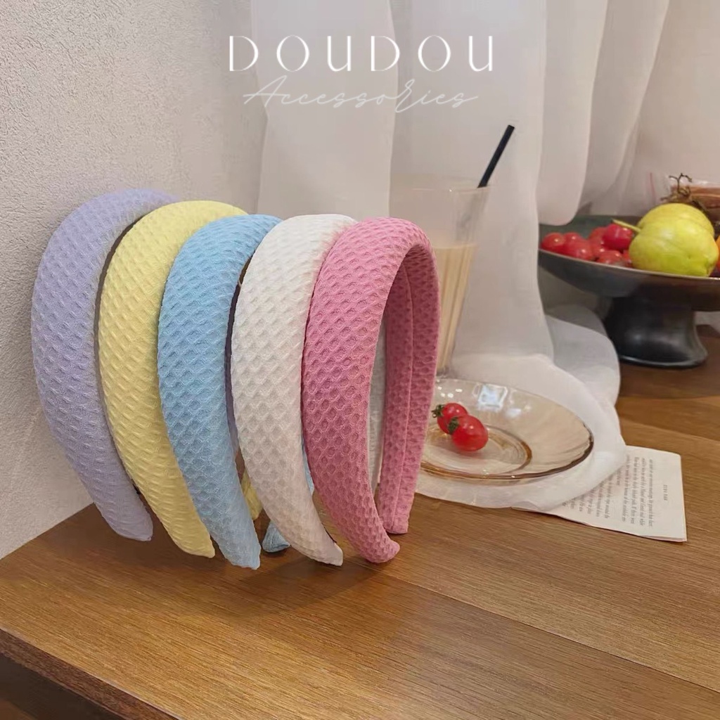 Băng đô cài tóc DOUDOU Bờm tóc nữ chất liệu xốp nhẹ form phồng cao màu kẹo ngọt phong cách Hàn Quốc vintage FG029