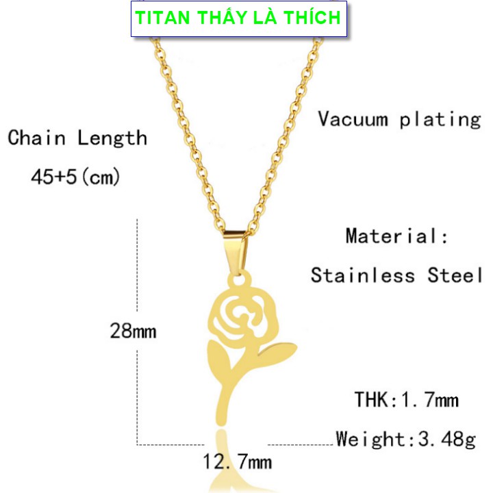 Dây chuyền đẹp cho nữ titan bông hoa đẹp - Hàng titan vàng 18k sáng bóng đẹp - Cam kết 1 đổi 1 nếu đen và gỉ sét