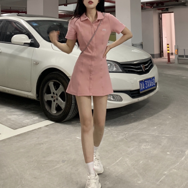 Đầm Ngắn Cổ Polo Phong Cách Hàn Quốc Thời Trang Mùa Hè Cho Nữ