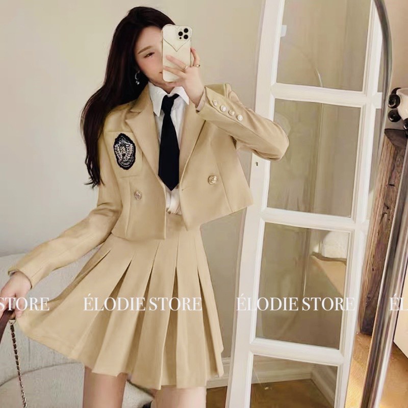 Set Vest kèm chân váy ly,Siêu Phẩm Loại 1 Quảng Châu đang Hottnhaats thị trường hiện nay,Chân váy có lót