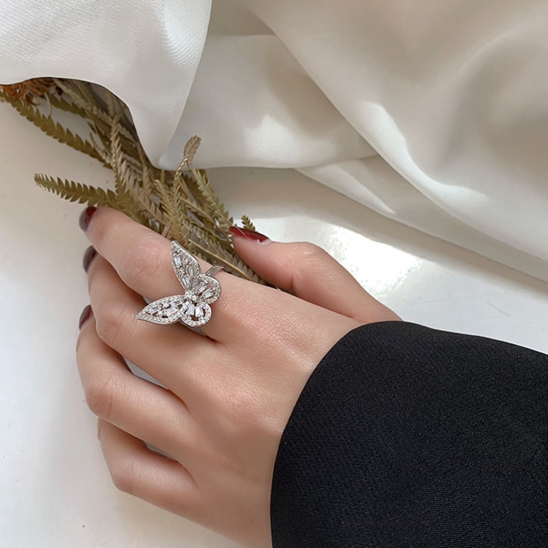 Nhẫn Dạng Hở Hình Bướm Đính Đá Xinh Xắn Dành Cho Nữ