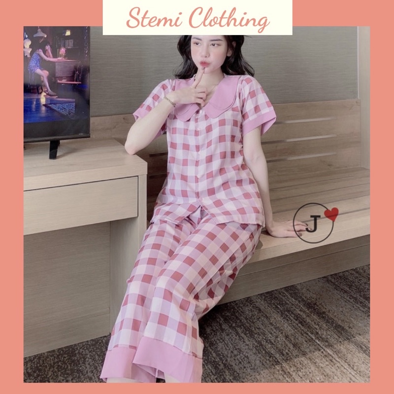 Pijama lụa mango cao cấp, tay cộc quần lửng
