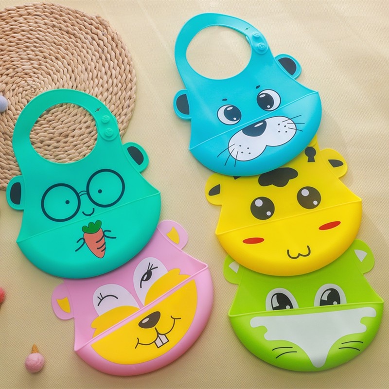 Yếm Silicon, Yếm Máng Ăn Dặm Hình Thú Cho Bé, Chất Liệu Silicon Bền Đẹp, Nhiều Màu Sắc Siêu Yêu