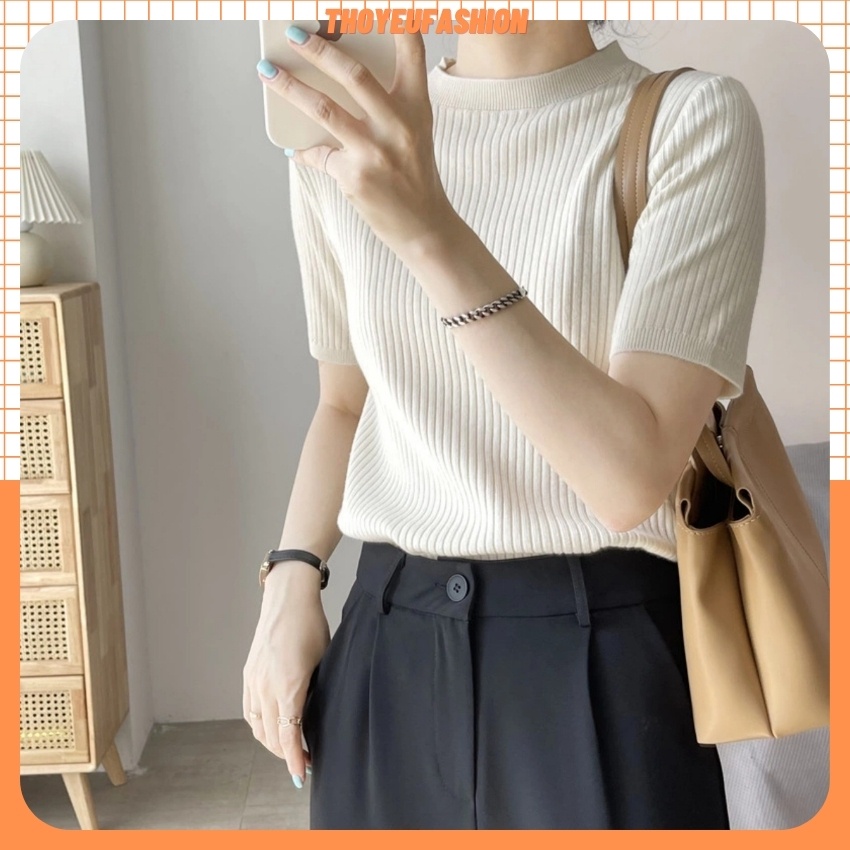 Áo Len Tăm Đũa Cộc Tay Dáng Ôm Cổ Tròn Basic M3029 | BigBuy360 - bigbuy360.vn