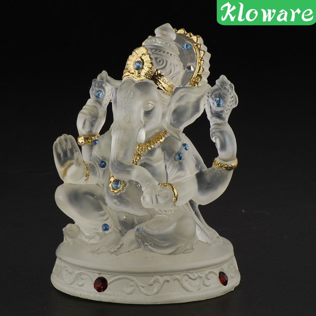 Tượng Thần Voi Ganesh Hindu Trong Suốt Bằng Nhựa Resin