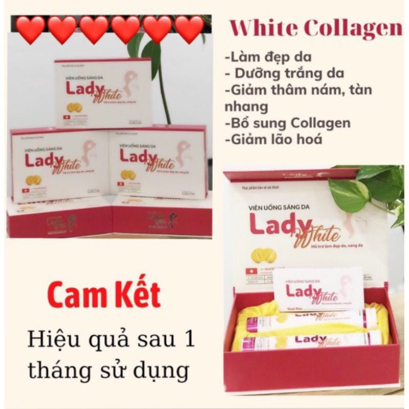 Viên uống sáng da LADY WHITE dạng viên sủi, hỗ trợ làm đẹp da, sáng da (hộp 2 tuýp×20 viên)