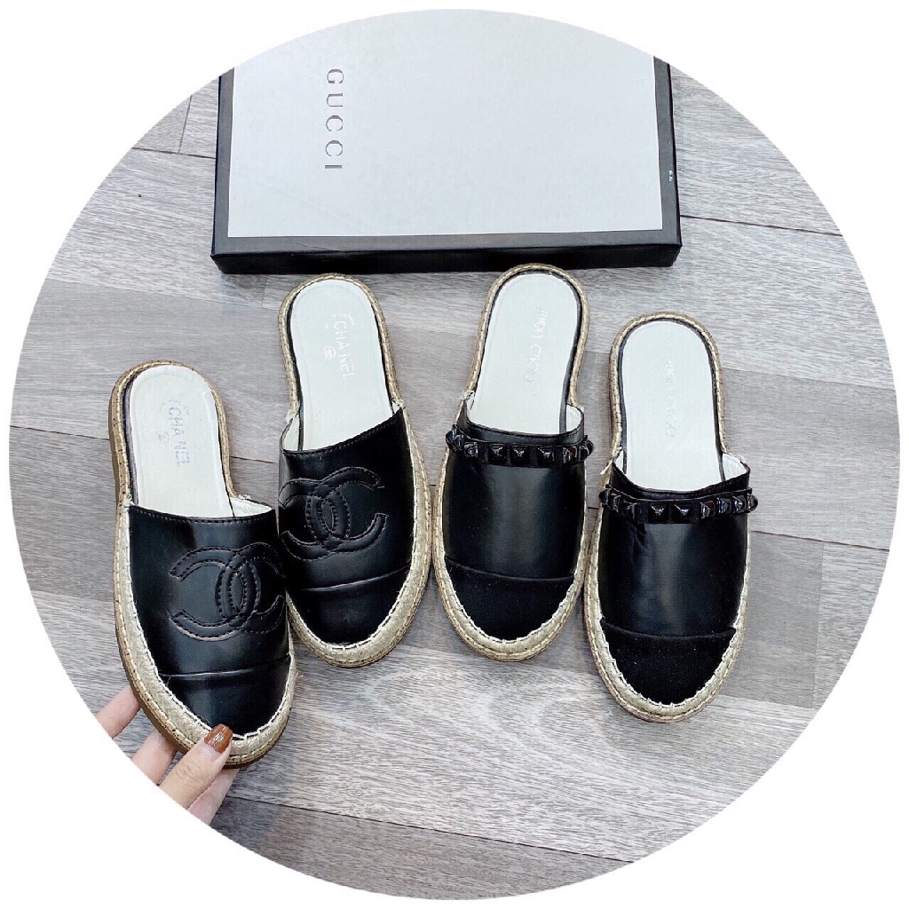 Giày sục đế cói êm chân da lỳ mềm chất đẹp | BigBuy360 - bigbuy360.vn