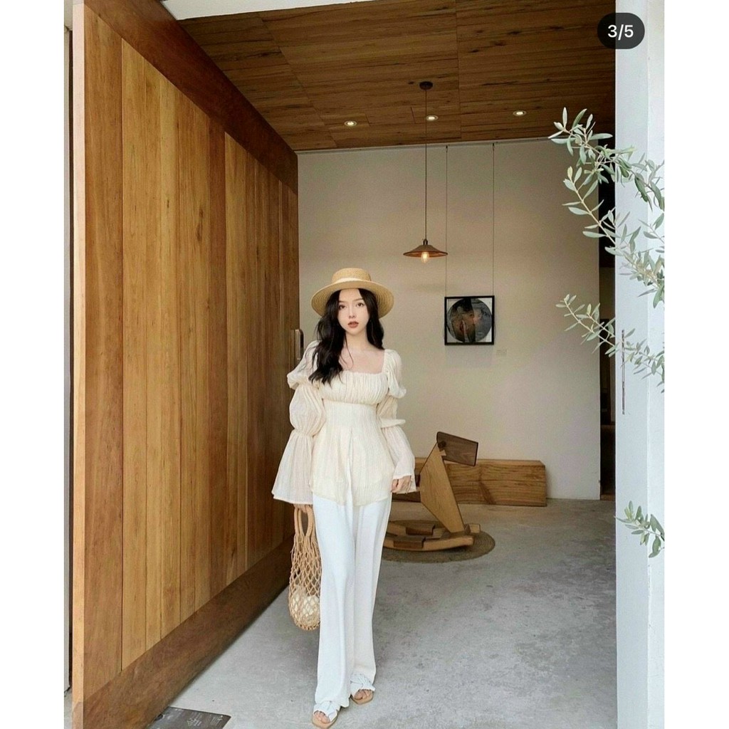 ÁO PEPLUM CỔ U XẺ (KÈM VIDEO HÌNH THẬT)