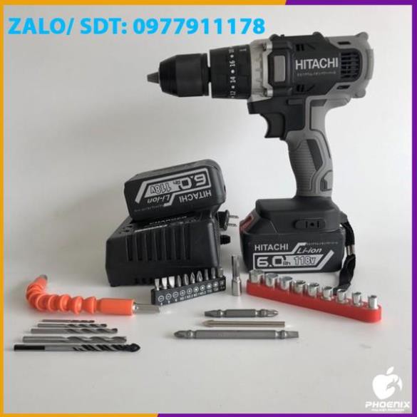 Máy khoan pin Hitachi 118V 💪 Mô tơ 775 💪- 3 Chức năng KÈM 3 MŨI [CAM KẾT CHÍNH HÃNG]