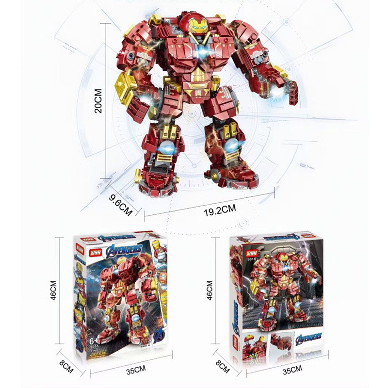 Đồ chơi lắp ráp Hulkbuster Marvel - Mech Marvel Robot XINH 9018 - 711 Mảnh ghép