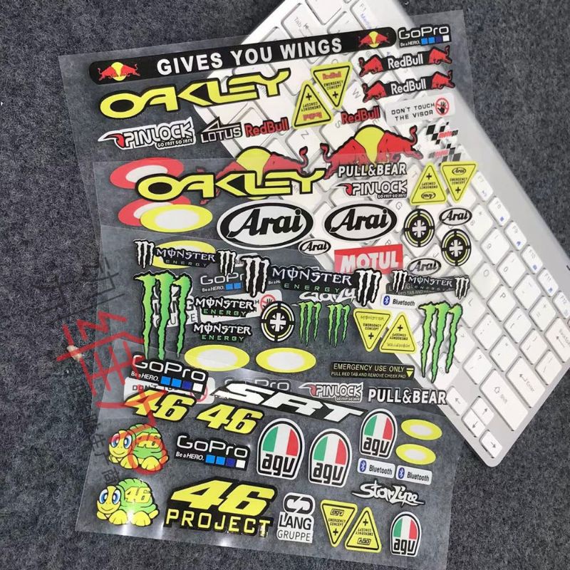 Tem decal phản quang Logo Monster, OAKLEY, REDBULL, GOPRO, AGV 46...