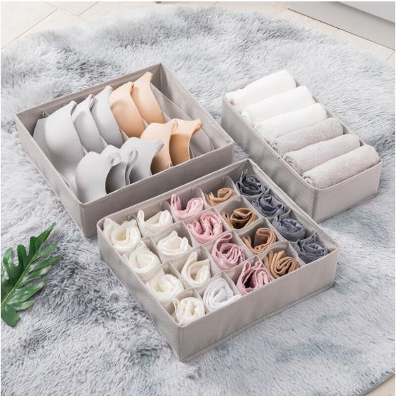 Bộ Hộp Vải Đựng Đồ Lót, Quần Áo, Tất Vớ Chia Ngăn Tủ Gấp Gọn Tiện Lợi Có Thể Gấp Gọn