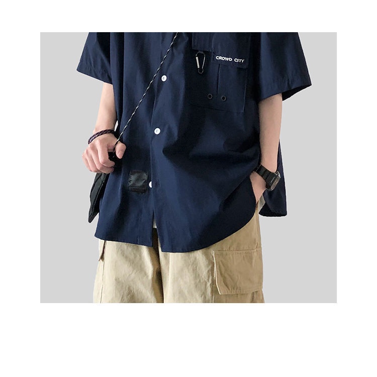 Áo Sơ Mi Tay Lỡ Dáng Rộng Kiểu Retro Nhật Bản Cá Tính Cho Nam