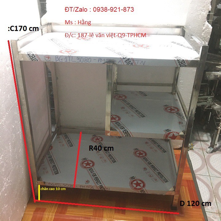 KỆ BẾP GA-KỆ TẤM 2,5 TẦNG INOX-KT D80*R50*C90